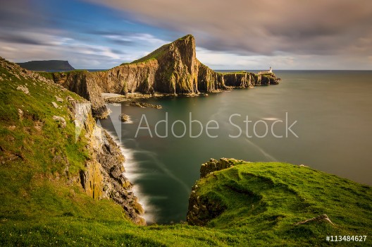 Picture of Cliffs of Neist Point Cape and lighthouse Isle of Skye Scotland